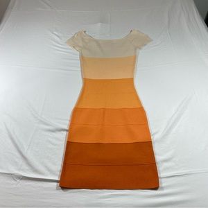 MSSP Dress woman’s XS  BodyCon Spandex Coral Dress Cap Sleeves Midi Sweater